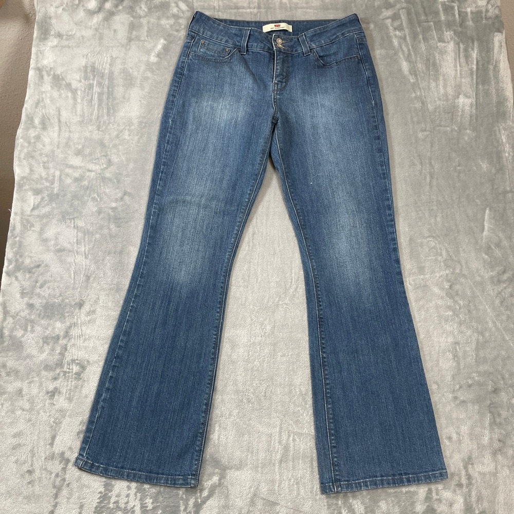 Levis Bootcut Jeans Womens 29x29 526 Slender Medium Wash Blue Double Button Flap